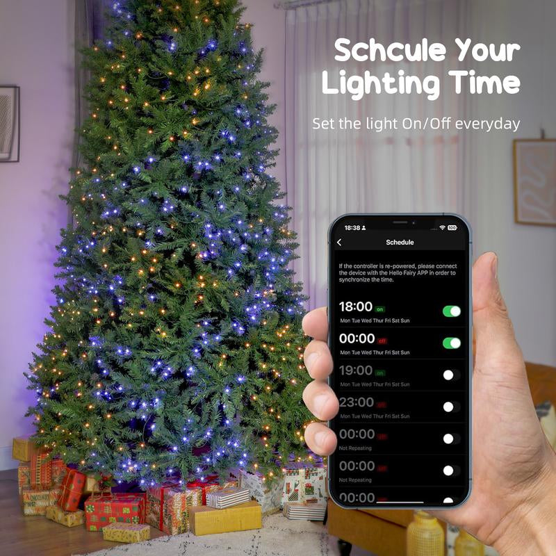 HOMCOM 6Ft-9Ft Smart Prelit Christmas Tree with Full-Spectrum RGB Dimmable Leds, App and Remote Control, Wide Full Hinged Xmas Tree, Easy Assembly, Artificial Holiday Decoration, Green