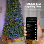 HOMCOM 6Ft-9Ft Smart Prelit Christmas Tree with Full-Spectrum RGB Dimmable Leds, App and Remote Control, Wide Full Hinged Xmas Tree, Easy Assembly, Artificial Holiday Decoration, Green