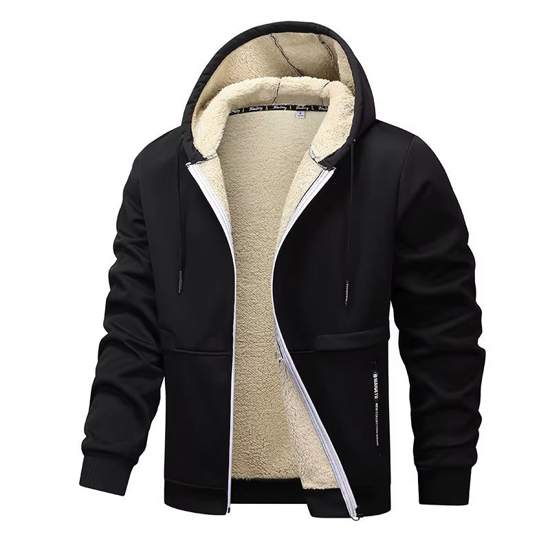 Men'S Plush Jacket with Hoodie