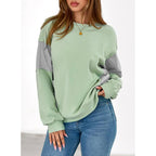 Dokotoo Women'S Colorblock Sweatshirt Crewneck Patchwork Long Sleeve Knit Pullover Shirts