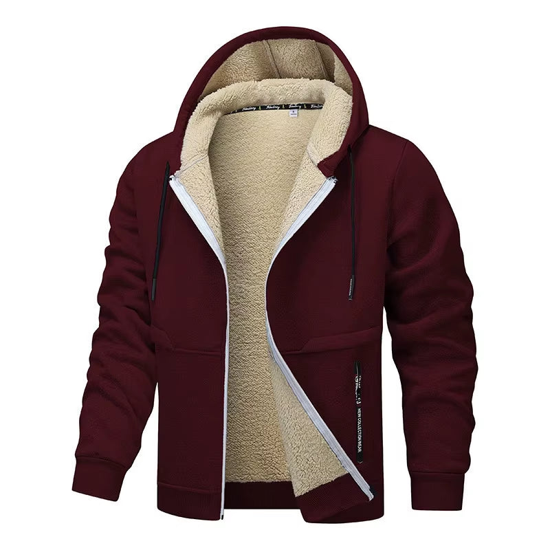 Men'S Plush Jacket with Hoodie