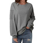 Dokotoo Women'S Colorblock Sweatshirt Crewneck Patchwork Long Sleeve Knit Pullover Shirts