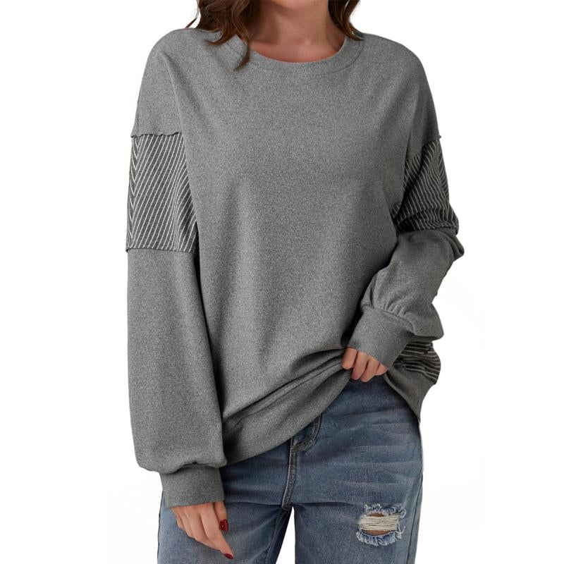 Dokotoo Women'S Colorblock Sweatshirt Crewneck Patchwork Long Sleeve Knit Pullover Shirts