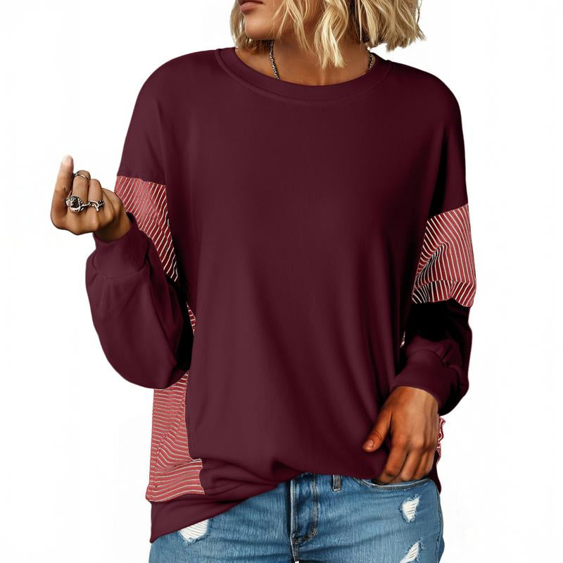 Dokotoo Women'S Colorblock Sweatshirt Crewneck Patchwork Long Sleeve Knit Pullover Shirts