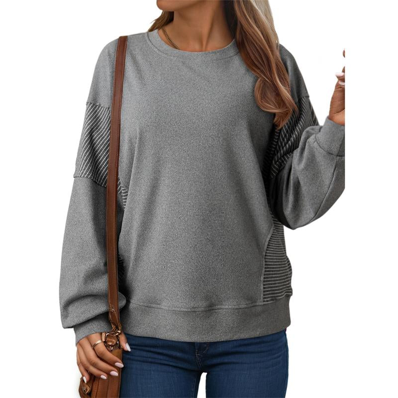 Dokotoo Women'S Colorblock Sweatshirt Crewneck Patchwork Long Sleeve Knit Pullover Shirts