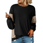 Dokotoo Women'S Colorblock Sweatshirt Crewneck Patchwork Long Sleeve Knit Pullover Shirts