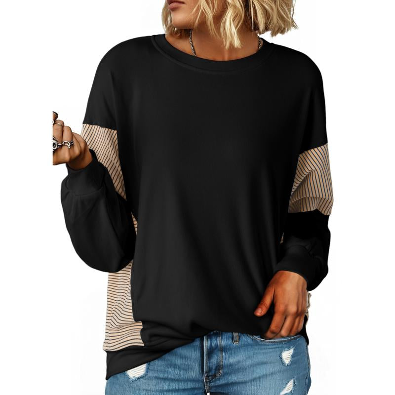 Dokotoo Women'S Colorblock Sweatshirt Crewneck Patchwork Long Sleeve Knit Pullover Shirts