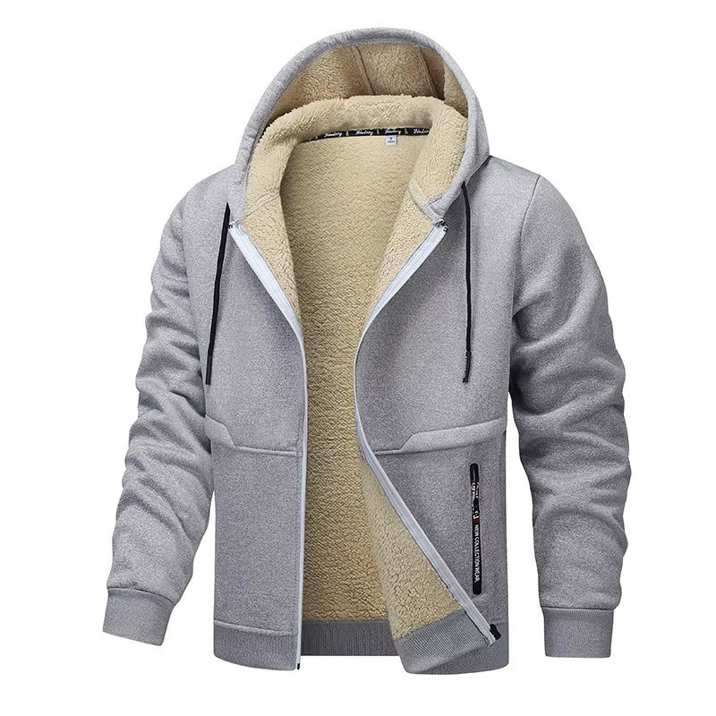 Men'S Plush Jacket with Hoodie