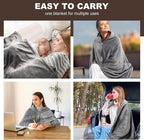 Camping Portable Wearable Heated Nap Shawl (63''X33.5") - Warm Soft Cozy, 15S Fast Heating, 3 Adjustable Levels, Flannel Sherpa Dual-Sided Velvet, Machine Washable, 20000Mah Battery, Winter Christmas Gift for Women Men (Home/Office/Travel)