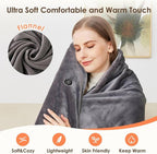 Camping Portable Wearable Heated Nap Shawl (63''X33.5") - Warm Soft Cozy, 15S Fast Heating, 3 Adjustable Levels, Flannel Sherpa Dual-Sided Velvet, Machine Washable, 20000Mah Battery, Winter Christmas Gift for Women Men (Home/Office/Travel)