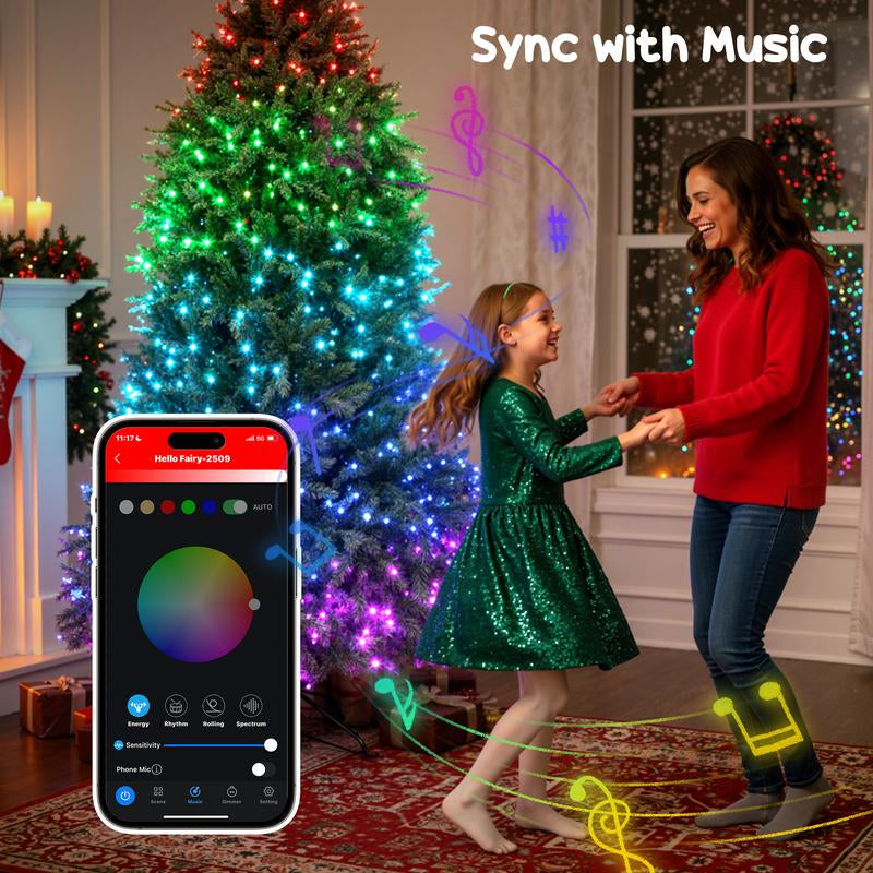 HOMCOM 6Ft-9Ft Smart Prelit Christmas Tree with Full-Spectrum RGB Dimmable Leds, App and Remote Control, Wide Full Hinged Xmas Tree, Easy Assembly, Artificial Holiday Decoration, Green