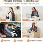 Camping Portable Wearable Heated Nap Shawl (63''X33.5") - Warm Soft Cozy, 15S Fast Heating, 3 Adjustable Levels, Flannel Sherpa Dual-Sided Velvet, Machine Washable, 20000Mah Battery, Winter Christmas Gift for Women Men (Home/Office/Travel)