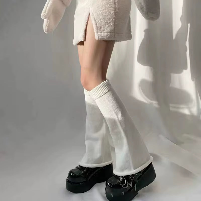New Japanese Lolita Sweet Girl Leg Warmer Knit Socks Wool Ball Knitted Foot Cover Cosplay Women Autumn Winter Heap Heap Socks
