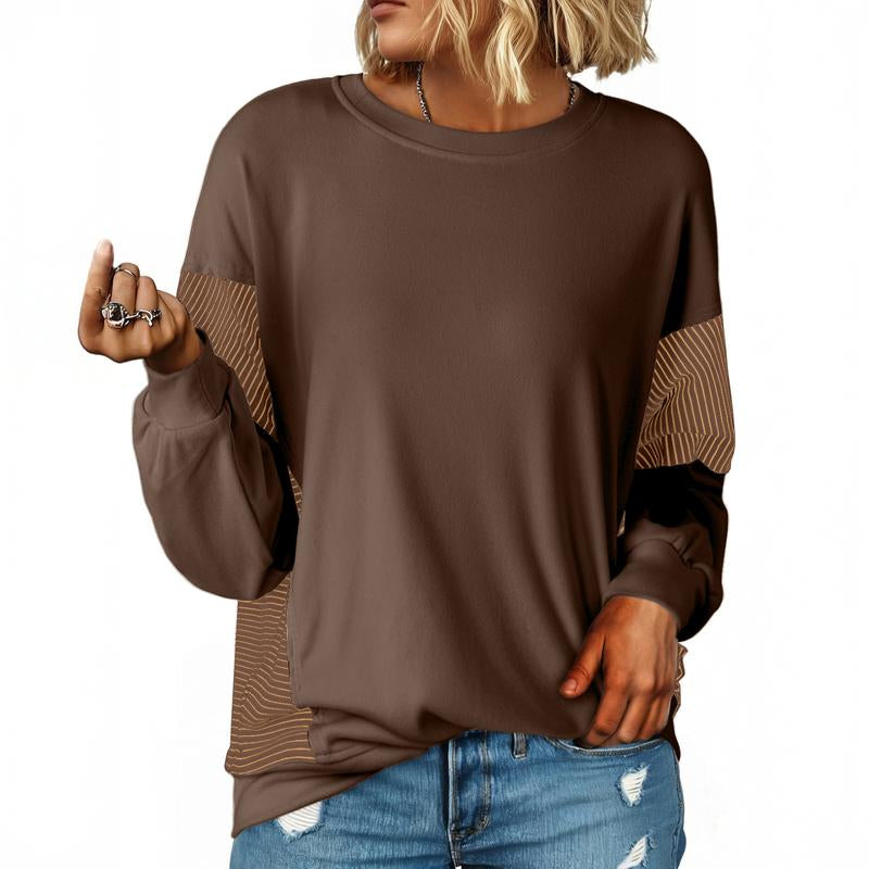 Dokotoo Women'S Colorblock Sweatshirt Crewneck Patchwork Long Sleeve Knit Pullover Shirts