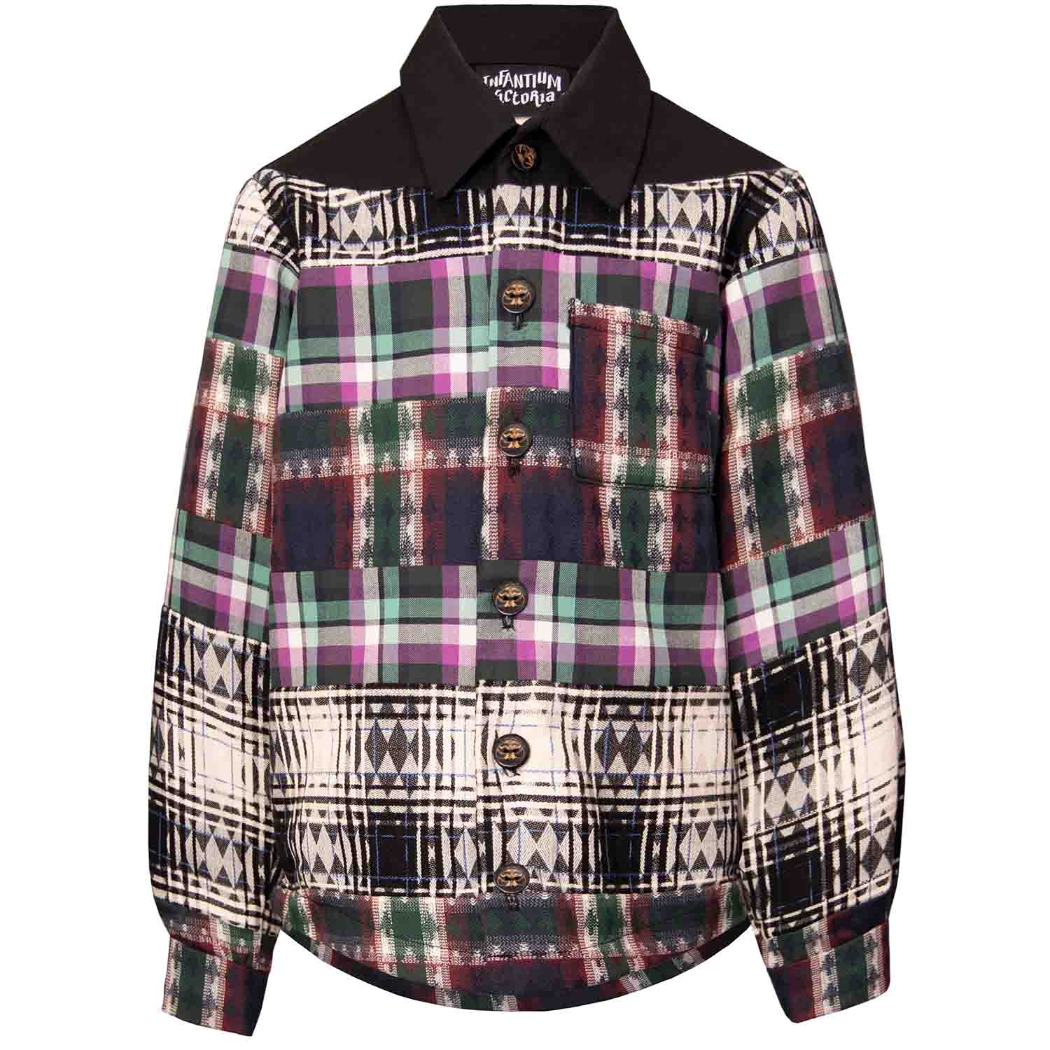 Mixed Tartan Plaid Shirt-0