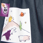 Blue Denim Skirt with Appliqué-2