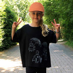 Hand-Painted Oversized Black T Shirt for Kids-1