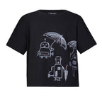 Hand-Painted Oversized Black T Shirt for Kids-0