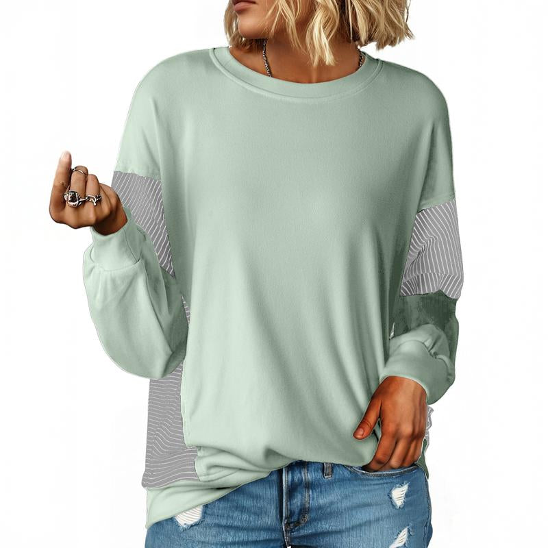 Dokotoo Women'S Colorblock Sweatshirt Crewneck Patchwork Long Sleeve Knit Pullover Shirts