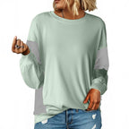 Dokotoo Women'S Colorblock Sweatshirt Crewneck Patchwork Long Sleeve Knit Pullover Shirts