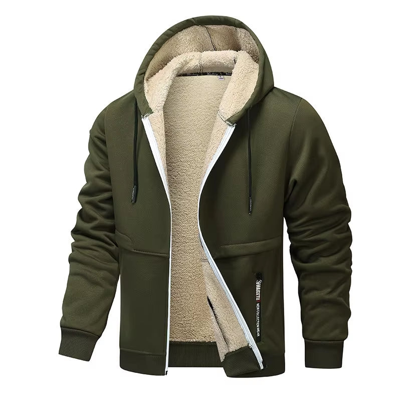 Men'S Plush Jacket with Hoodie