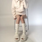 New Japanese Lolita Sweet Girl Leg Warmer Knit Socks Wool Ball Knitted Foot Cover Cosplay Women Autumn Winter Heap Heap Socks