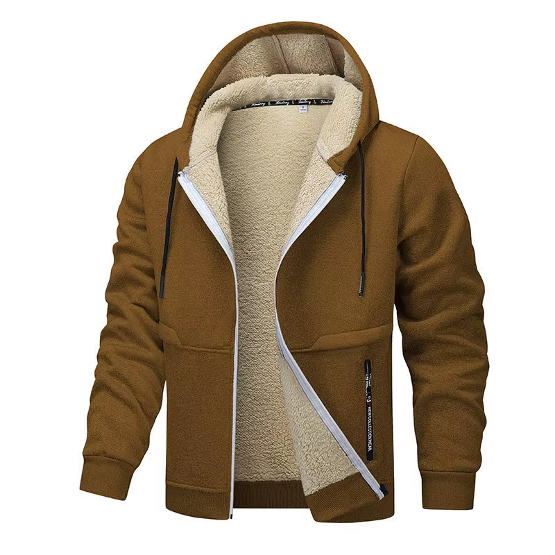 Men'S Plush Jacket with Hoodie
