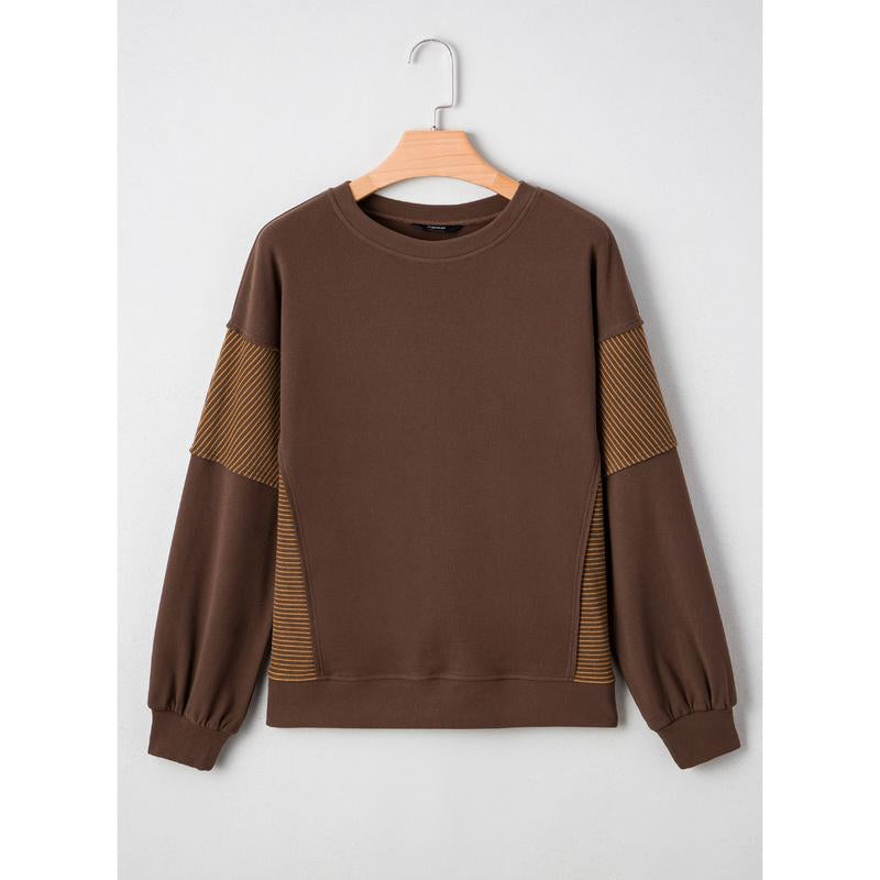 Dokotoo Women'S Colorblock Sweatshirt Crewneck Patchwork Long Sleeve Knit Pullover Shirts