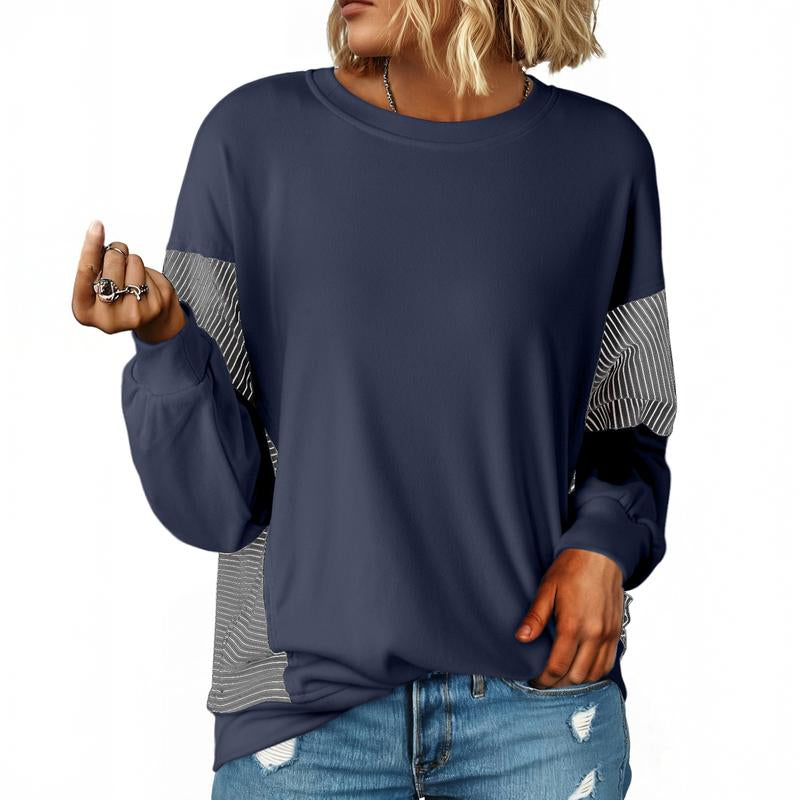 Dokotoo Women'S Colorblock Sweatshirt Crewneck Patchwork Long Sleeve Knit Pullover Shirts