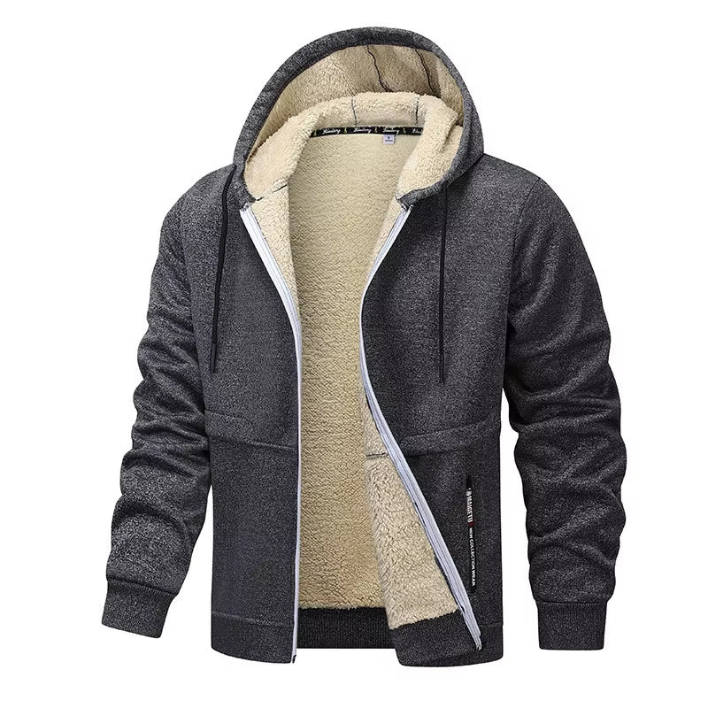 Men'S Plush Jacket with Hoodie
