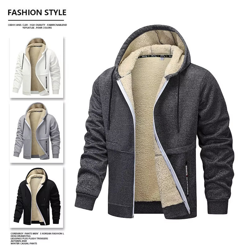 Men'S Plush Jacket with Hoodie
