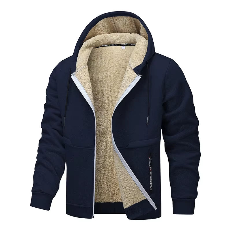 Men'S Plush Jacket with Hoodie
