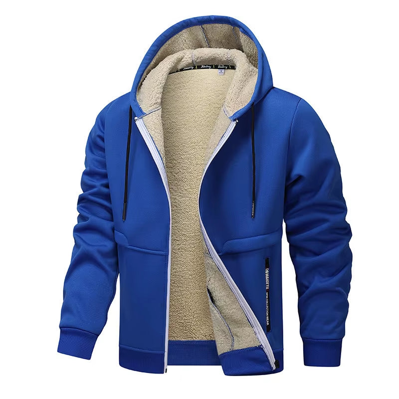 Men'S Plush Jacket with Hoodie